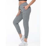 Solid Color Casual Pants, High Stretch Running Jogging Pants With Pocket, Women's Activewear