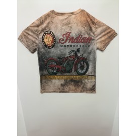 Retro Style Motorcycle Print Men's Graphic T-shirt - Casual and Comfy Summer Tee