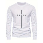 PARIS Print Men's Long Sleeve Active T-shirt - Casual and Comfy for Spring, Summer, and Autumn