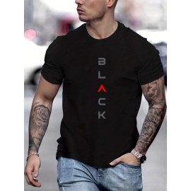 Men's Casual Black Print Tee Shirt - Short Sleeve Summer/Fall T-shirt