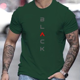 Men's Casual Black Print Tee Shirt - Short Sleeve Summer/Fall T-shirt