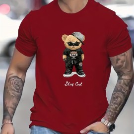 Cool Bear Print Men's Graphic T-shirt - Casual and Comfy Summer Tee