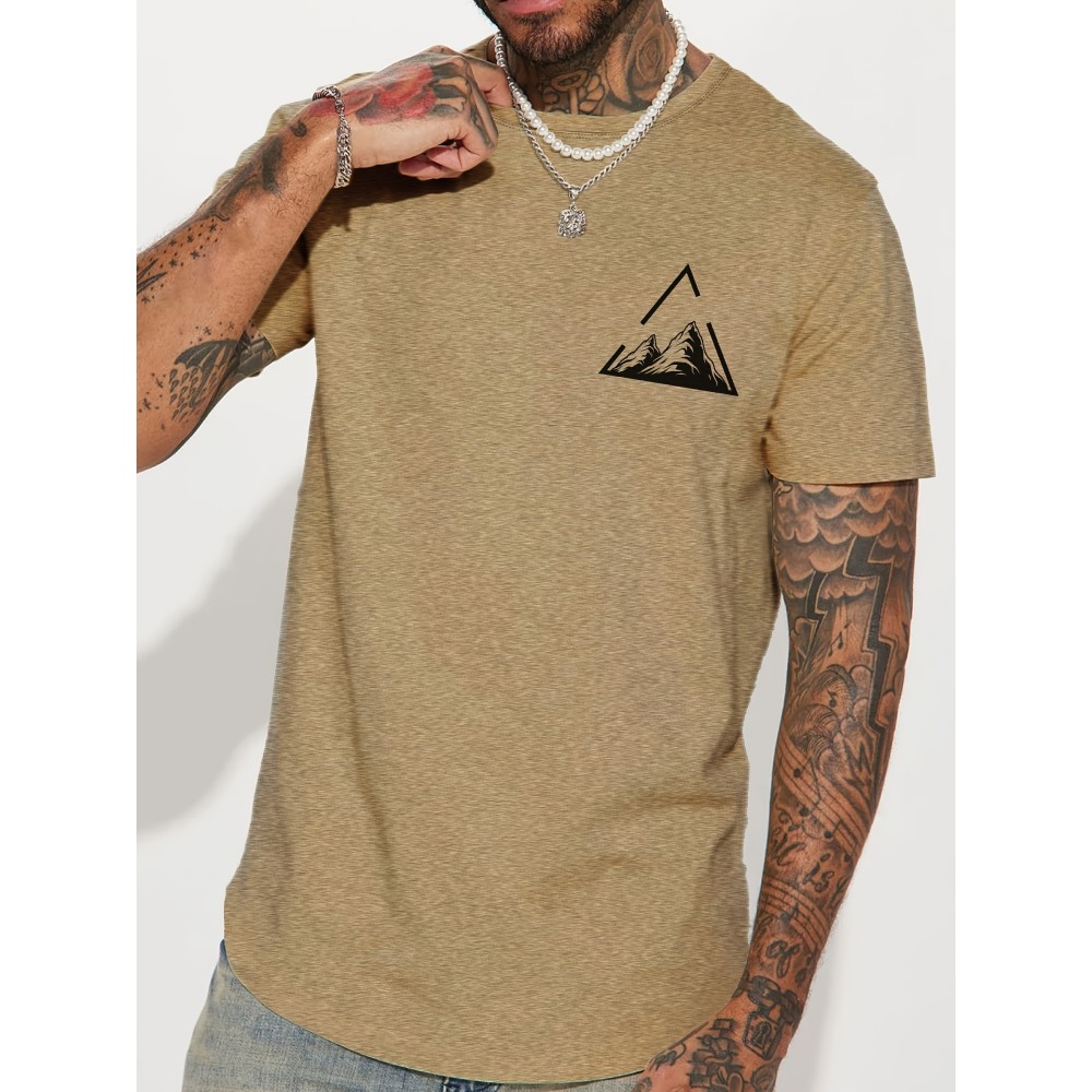 Stylish Mountain Triangular Frame Print Men's Graphic Tee - Summer Clothes