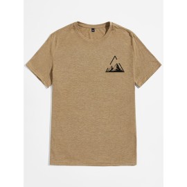 Stylish Mountain Triangular Frame Print Men's Graphic Tee - Summer Clothes