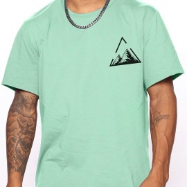 Stylish Mountain Triangular Frame Print Men's Graphic Tee - Summer Clothes