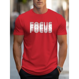 FOCUS Print Men's Round Neck Print Tee Short-Sleeve Comfy T-Shirt Loose Casual Top For Spring Summer Holiday Men's Clothing As Gifts