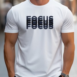 FOCUS Print Men's Round Neck Print Tee Short-Sleeve Comfy T-Shirt Loose Casual Top For Spring Summer Holiday Men's Clothing As Gifts