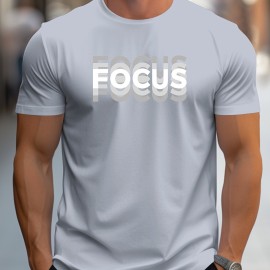 FOCUS Print Men's Round Neck Print Tee Short-Sleeve Comfy T-Shirt Loose Casual Top For Spring Summer Holiday Men's Clothing As Gifts