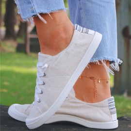 Lightweight Women's Canvas Sneakers with Slip-On and Lace-Up Design