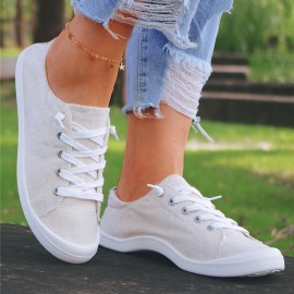 Lightweight Women's Canvas Sneakers with Slip-On and Lace-Up Design