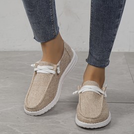 Lightweight Women's Canvas Sneakers - Comfortable Lace-up Loafers for Everyday Wear