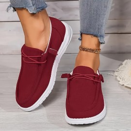 Women's Solid Color Casual Sneakers, Slip On Soft Sole Platform Low-top Shoes, Lightweight Non-slip Daily Shoes