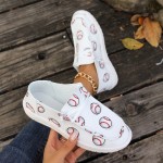 Women's Baseball Print Canvas Shoes - Casual Lace Up Low Top Sneakers for Lightweight Outdoor Comfort