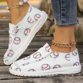 Women's Baseball Print Canvas Shoes - Casual Lace Up Low Top Sneakers for Lightweight Outdoor Comfort