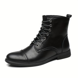 Men's High-top Dress Boots - Wear-resistant, Anti-skid Lace-up with Microfiber Leather Uppers