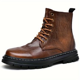 Men's Fashion Casual Boots, Breathable Anti-skid Side-zippered Ankle Boots With Buckle For Outdoor, Spring And Autumn