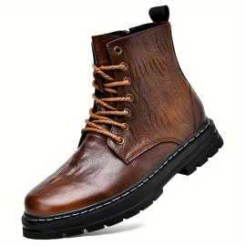 Men's Fashion Casual Boots, Breathable Anti-skid Side-zippered Ankle Boots With Buckle For Outdoor, Spring And Autumn