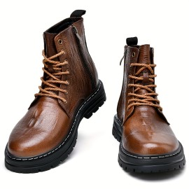 Men's Fashion Casual Boots, Breathable Anti-skid Side-zippered Ankle Boots With Buckle For Outdoor, Spring And Autumn