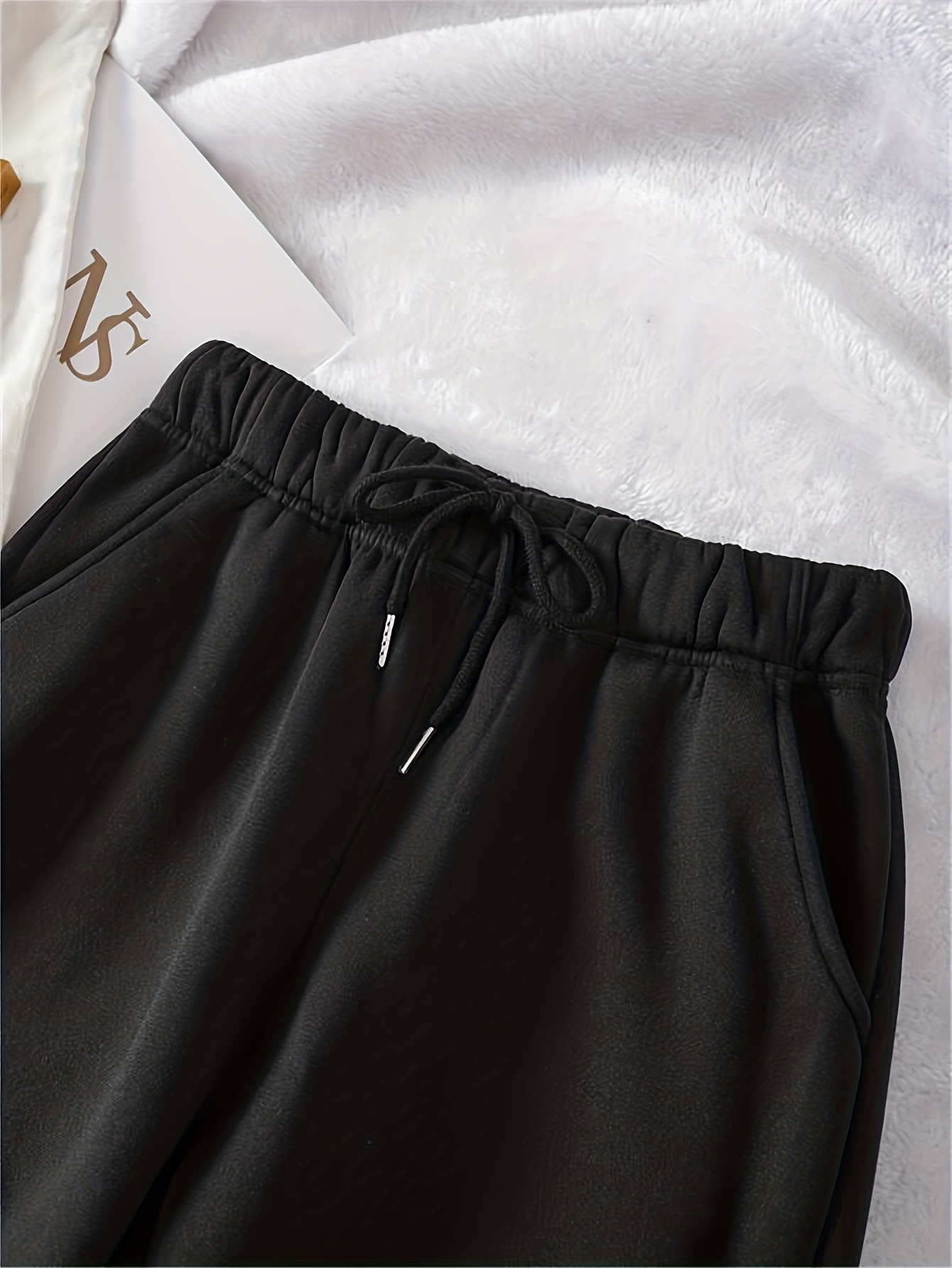 plain drawstring elastic waist sports pants loose fit slight stretch casual jogger pants womens activewear details 12