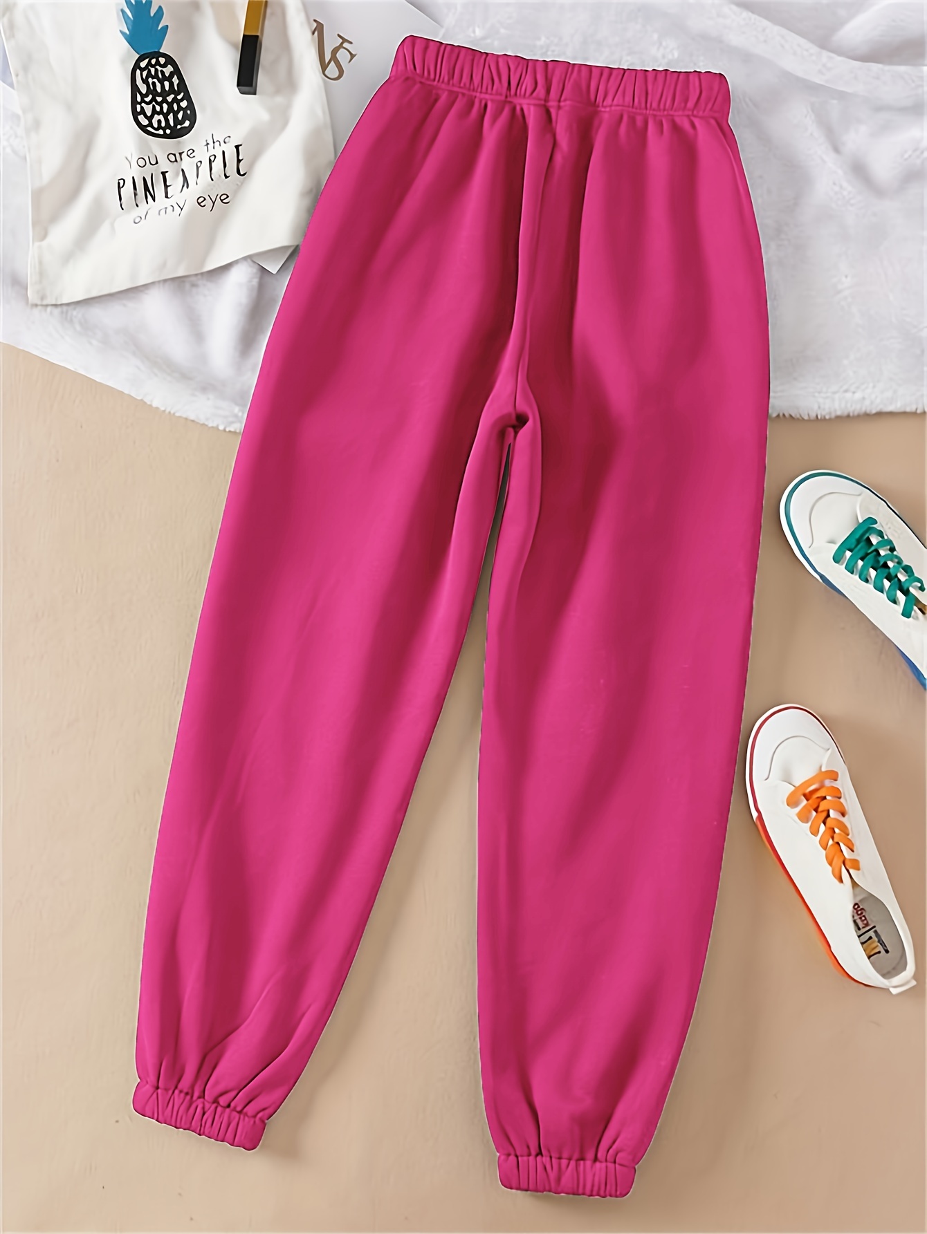 plain drawstring elastic waist sports pants loose fit slight stretch casual jogger pants womens activewear details 15