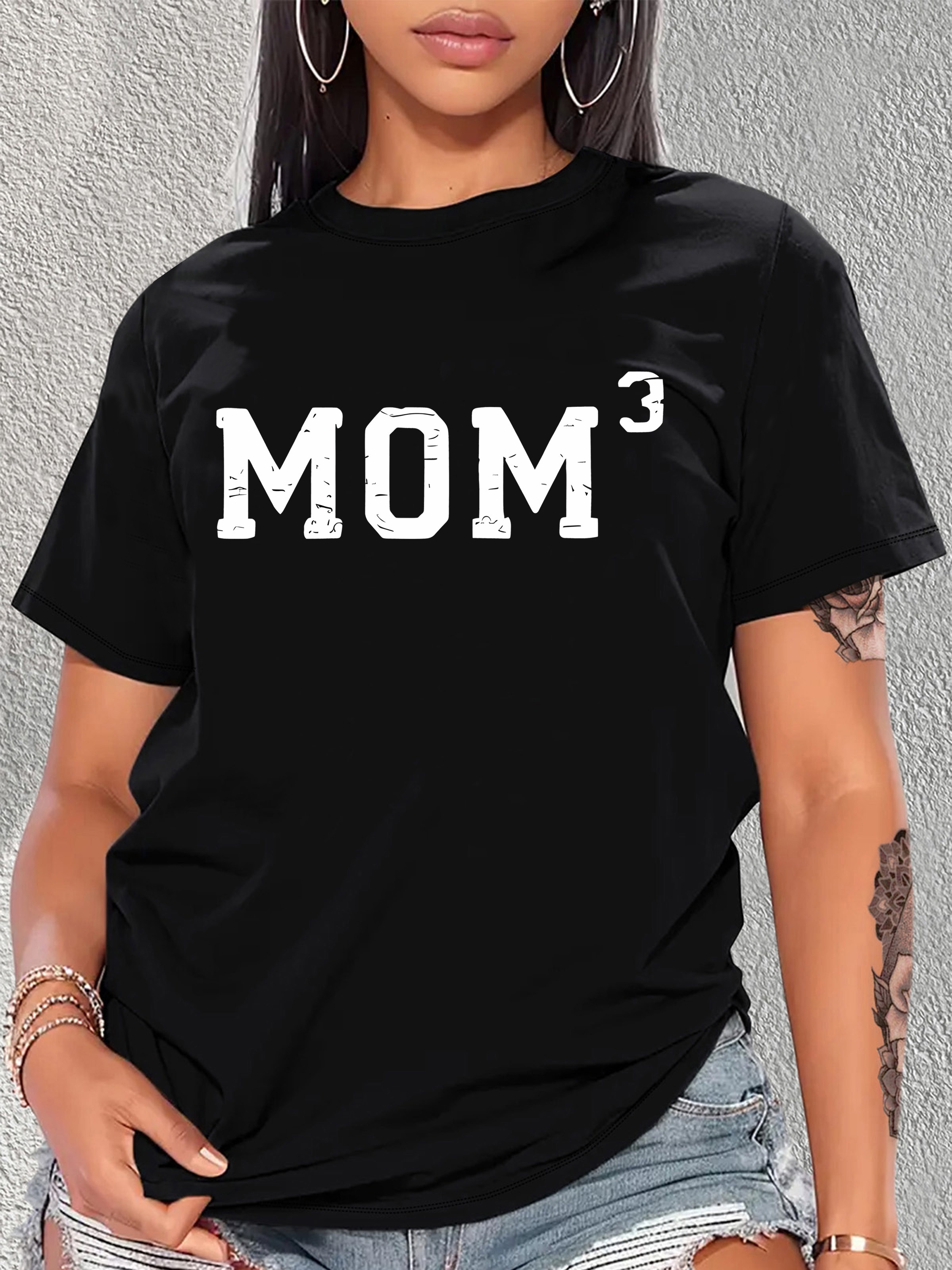 mom print t shirt crew neck short sleeve t shirt casual sport tops womens clothing details 0