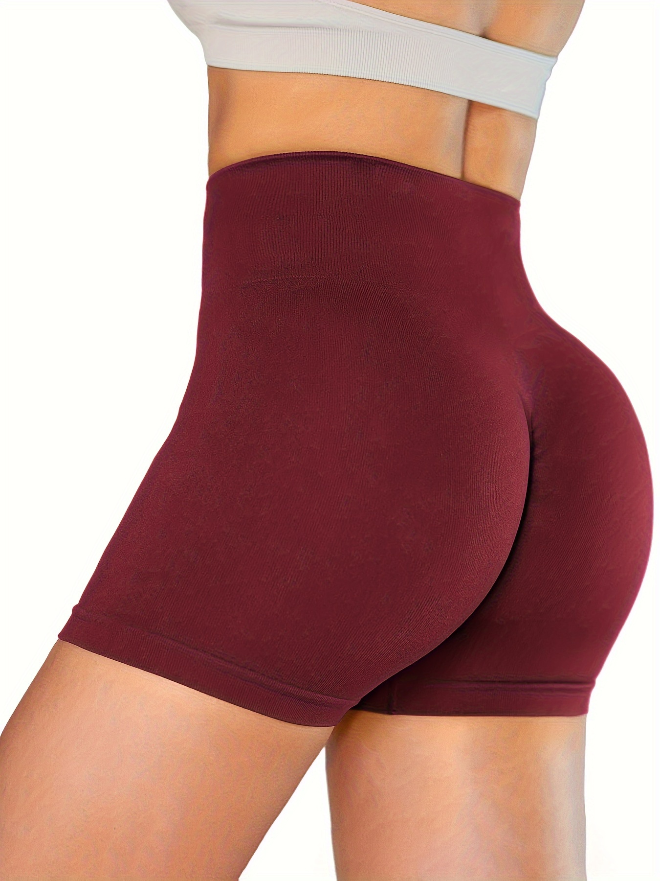 solid color quick drying yoga workout shorts high stretch sports running shorts womens activewear details 19