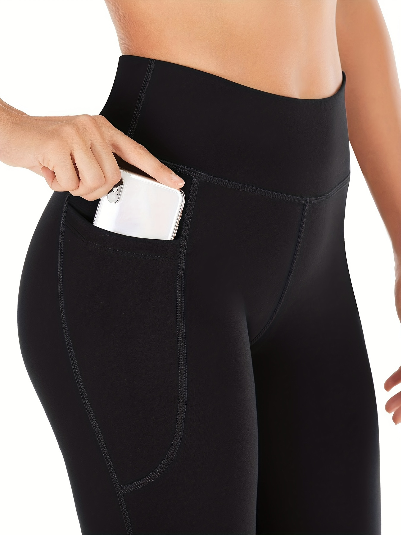high stretchy soft solid sports flare pants butt lifting slim running yoga flared leggings with pocket womens activewear details 4