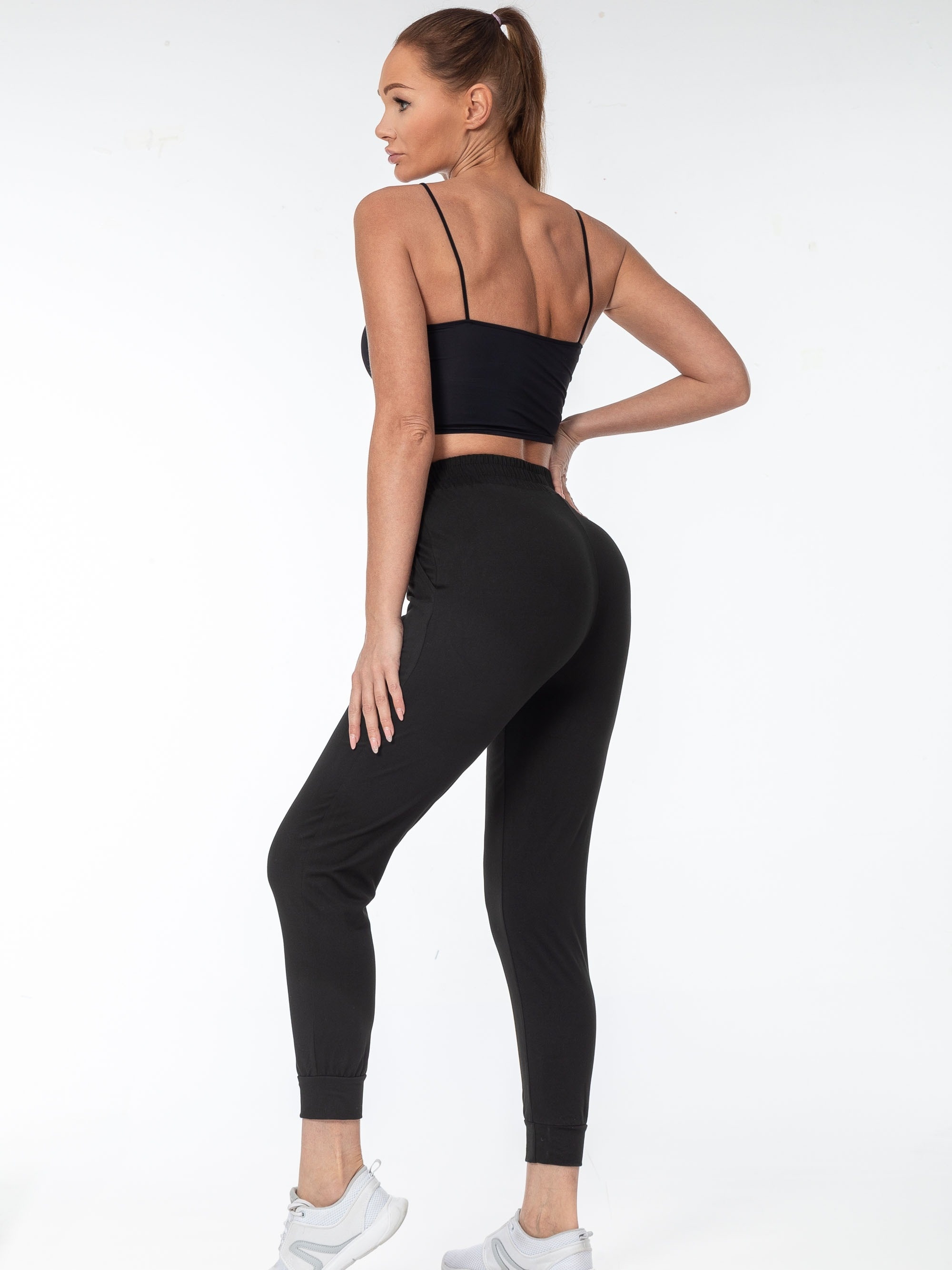 solid color casual pants high stretch running jogging pants with pocket womens activewear details 13