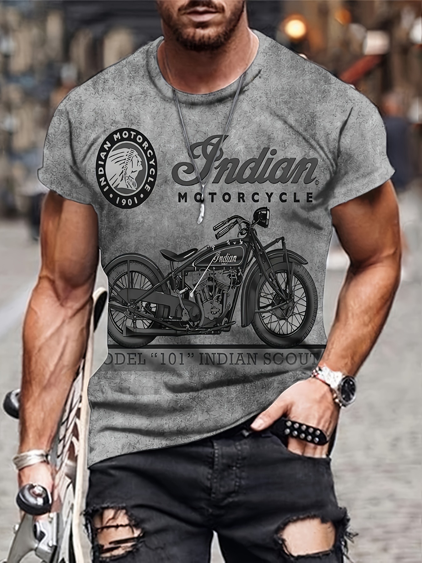 retro style motorcycle print mens graphic t shirt casual comfy tees for summer mens clothing details 0