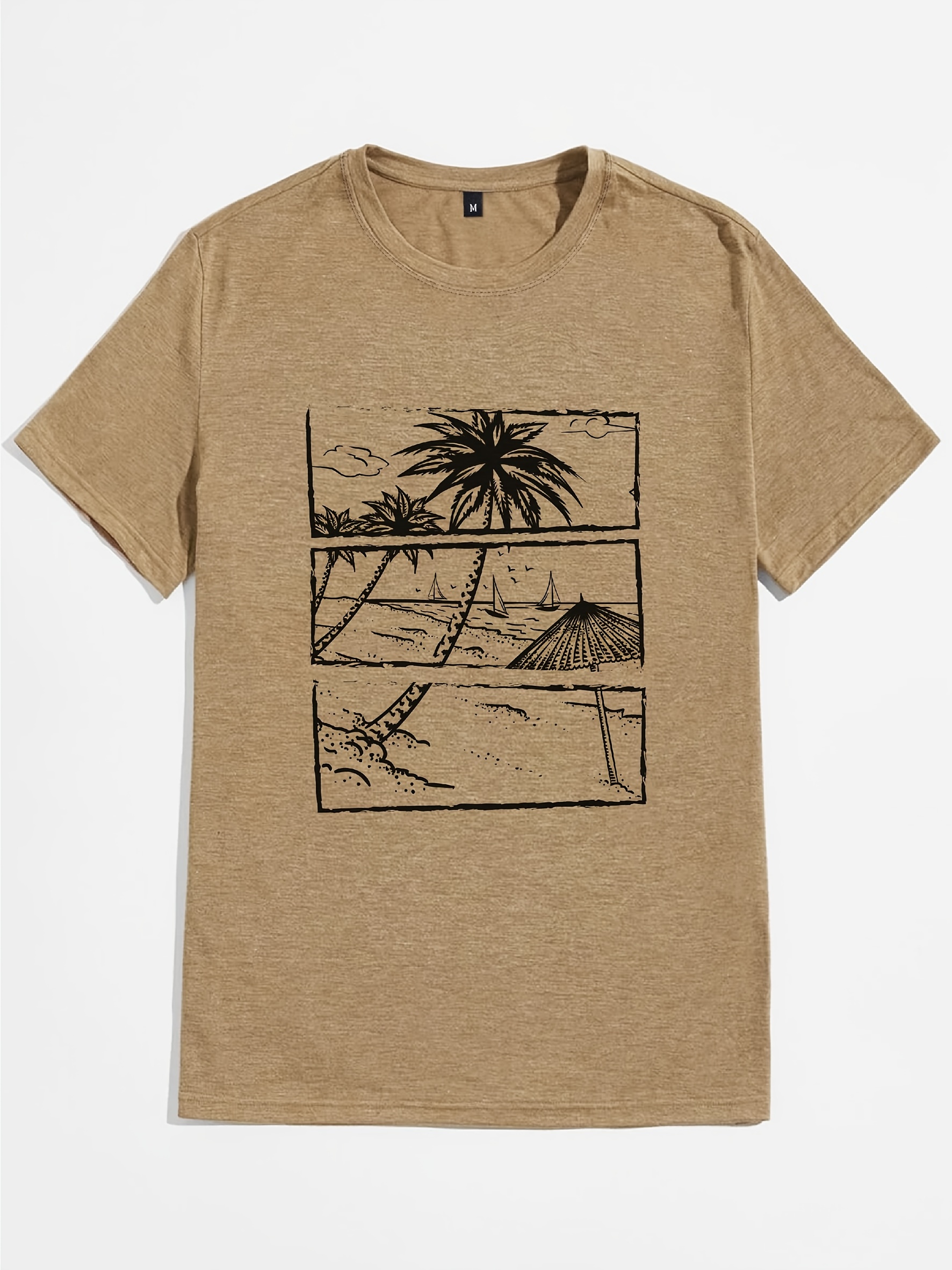 hawaiian beach round neck graphic t shirts causal tees short sleeves comfortable tops mens summer clothing details 11