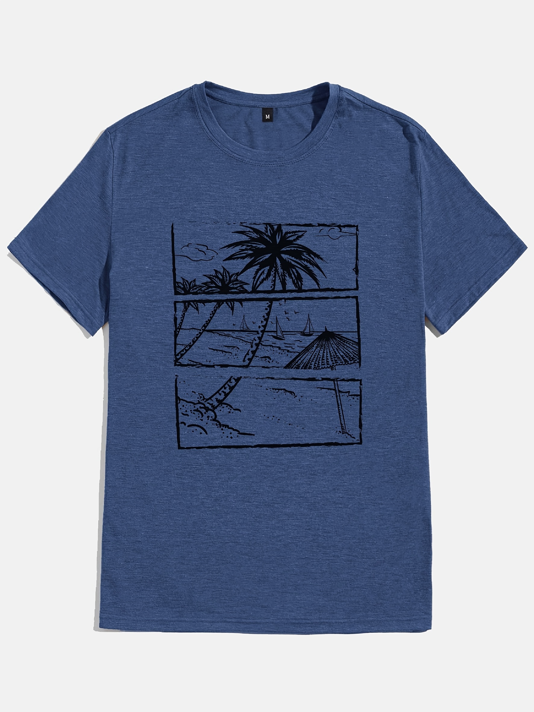hawaiian beach round neck graphic t shirts causal tees short sleeves comfortable tops mens summer clothing details 14