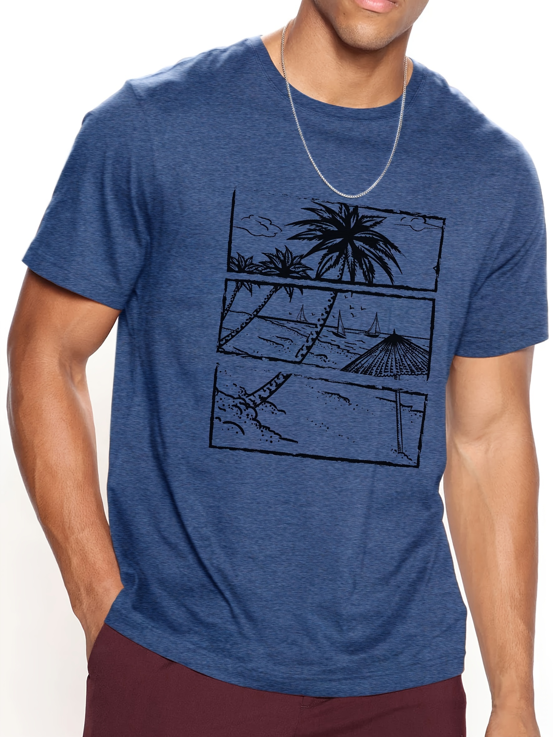 hawaiian beach round neck graphic t shirts causal tees short sleeves comfortable tops mens summer clothing details 18