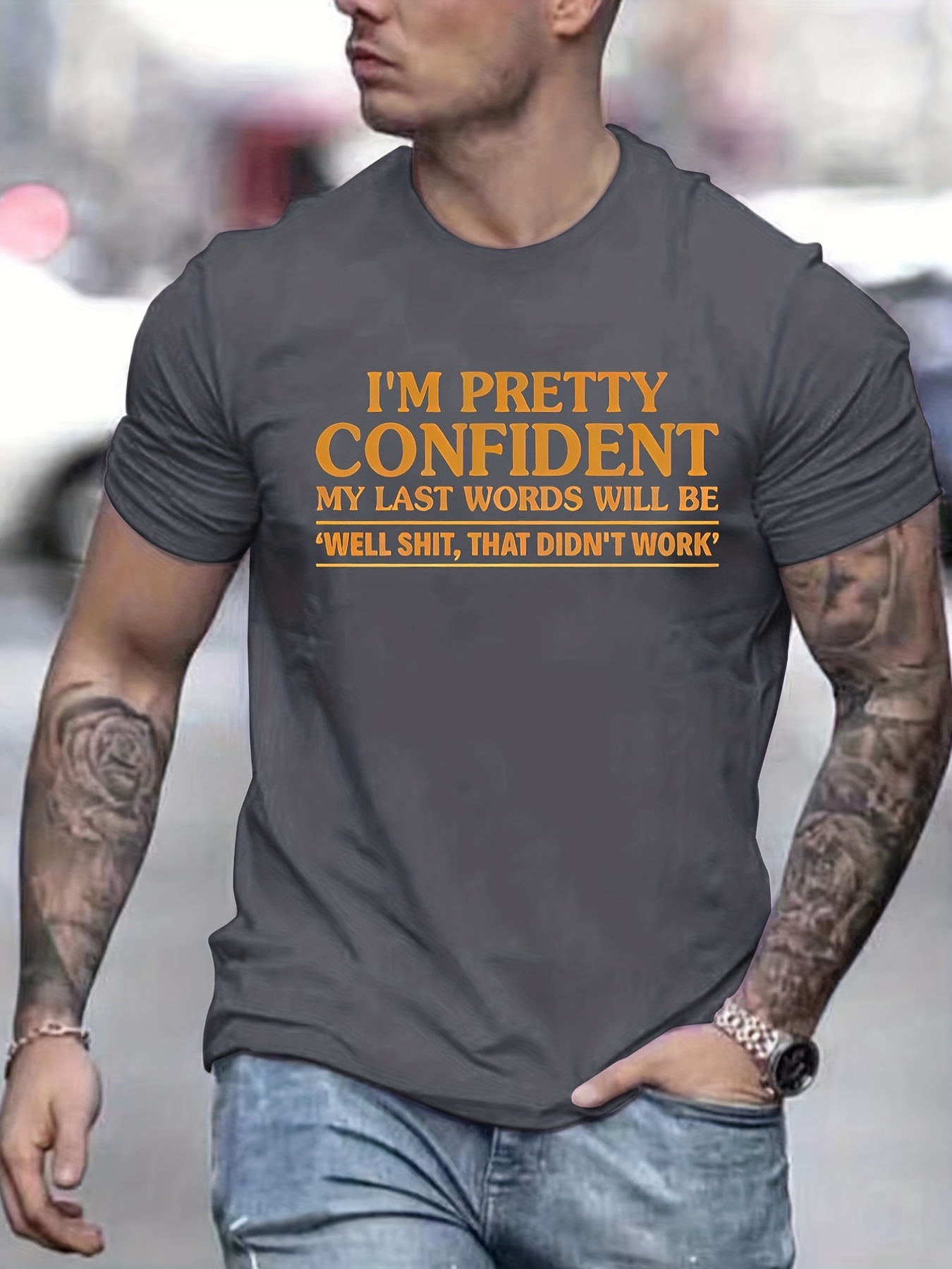powerful slogan print mens graphic design crew neck t shirt casual comfy tees t shirts for summer mens clothing tops details 0