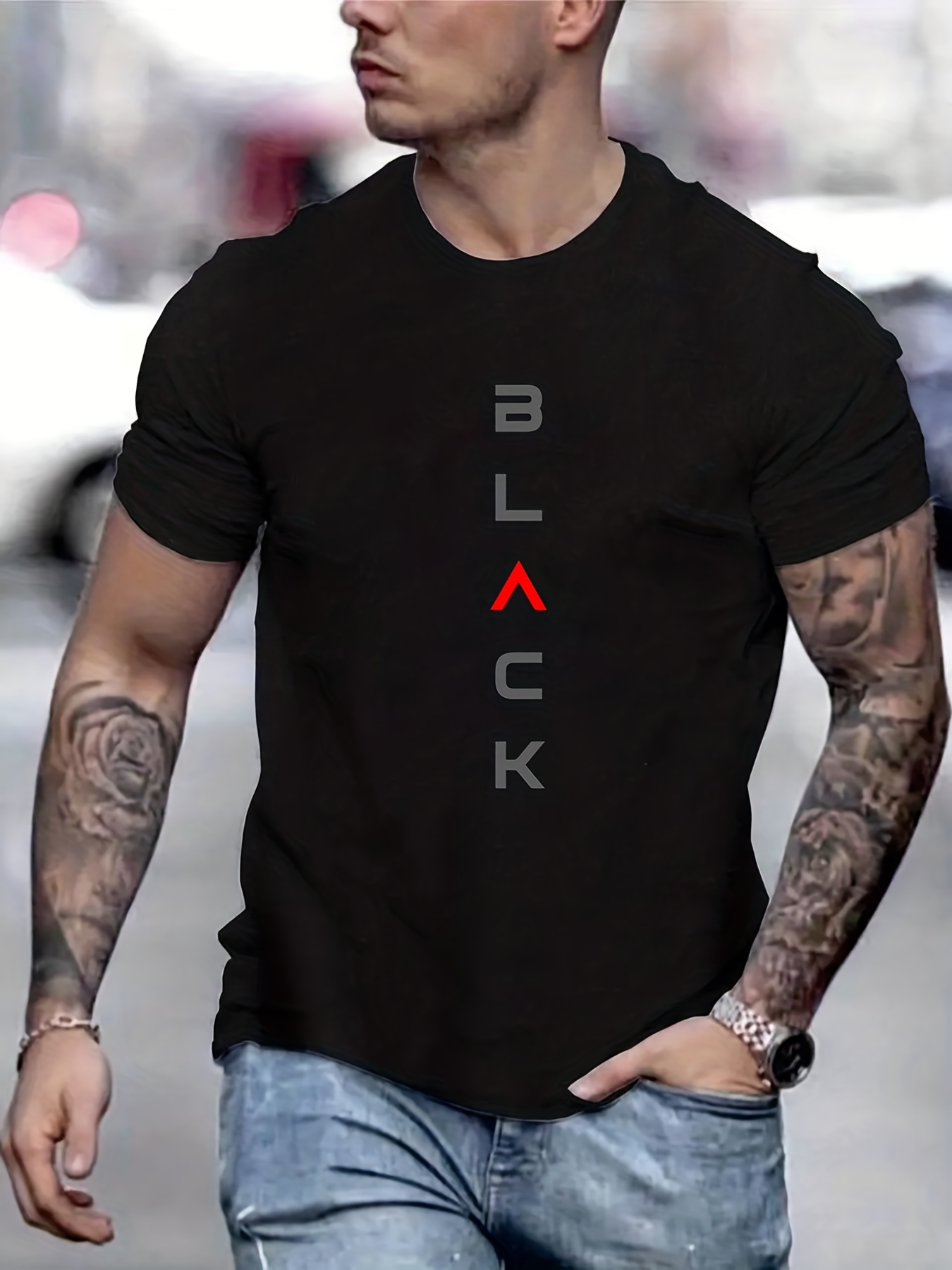 black print tee shirt tee for men casual short sleeve t shirt for summer spring fall tops as gifts details 21