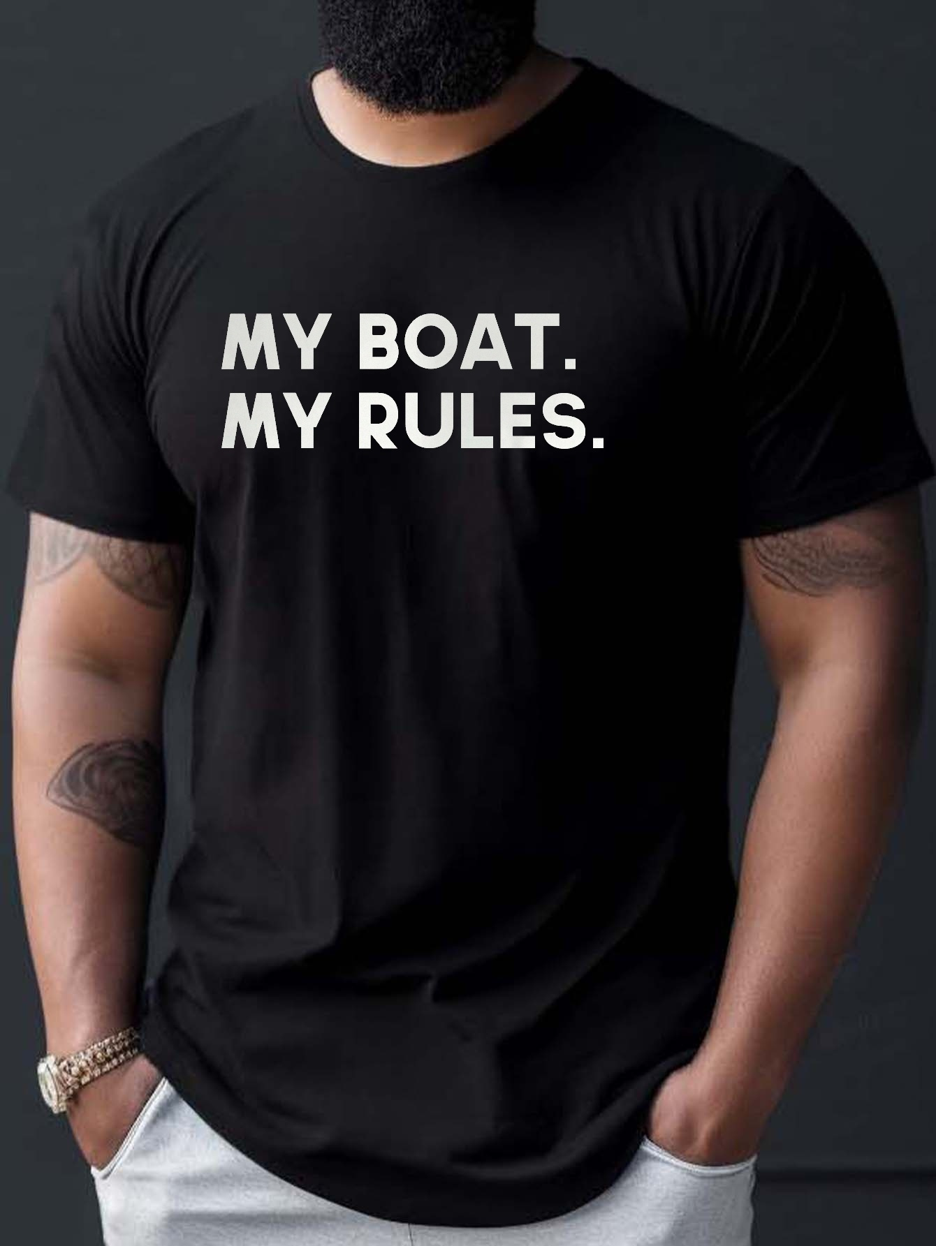 my boat my rules print t shirt tees for men casual short sleeve t shirt for summer details 0