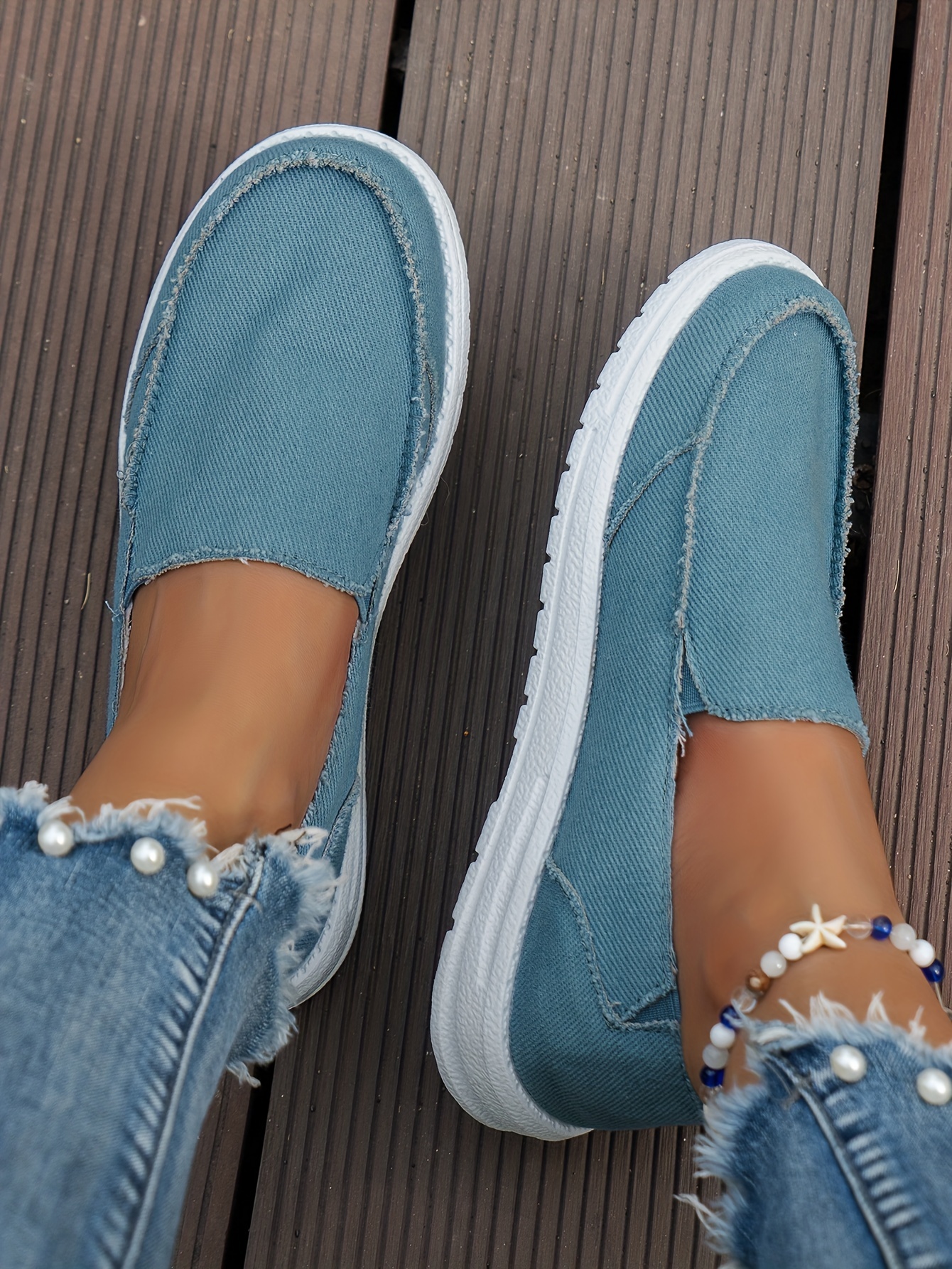 womens flat canvas shoes solid color round toe slip on low top sneakers casual walking trainers details 16