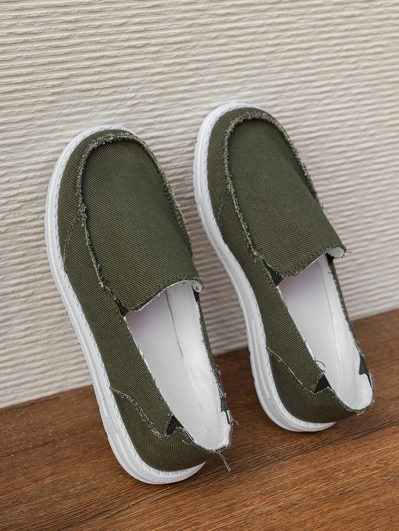 womens flat canvas shoes solid color round toe slip on low top sneakers casual walking trainers details 24