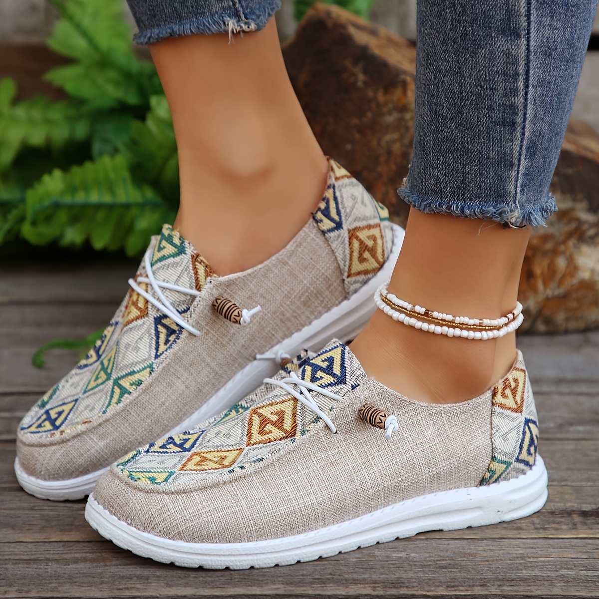 Women s Stylish Plaid Pattern Loafers, Soft Sole Lightweight Flat Walking Shoes, Comfort Low-top Canvas Shoes details 1