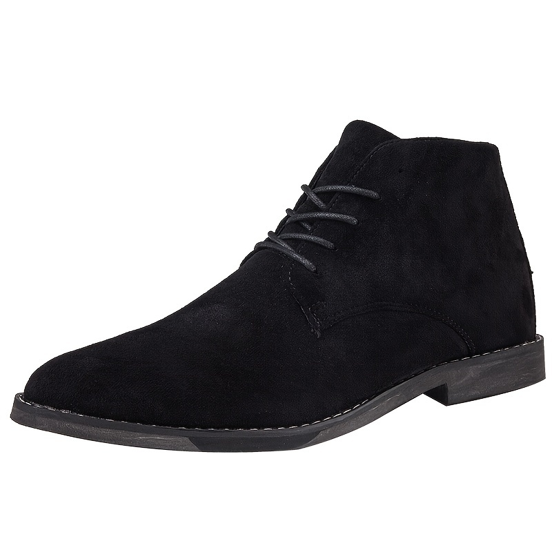 mens trendy pointed toe lace up wear resistant non slip boots smart casual shoes details 5